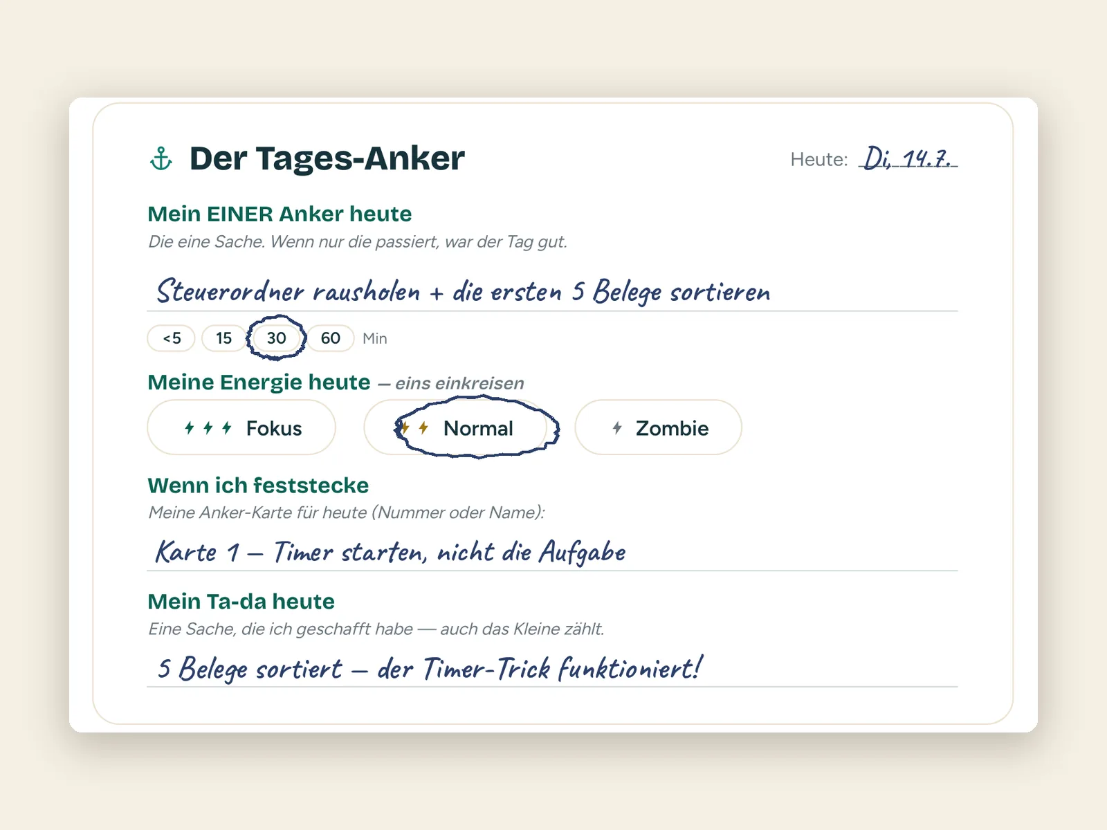 Druckbare PDF-Seite aus dem Anker-Planer